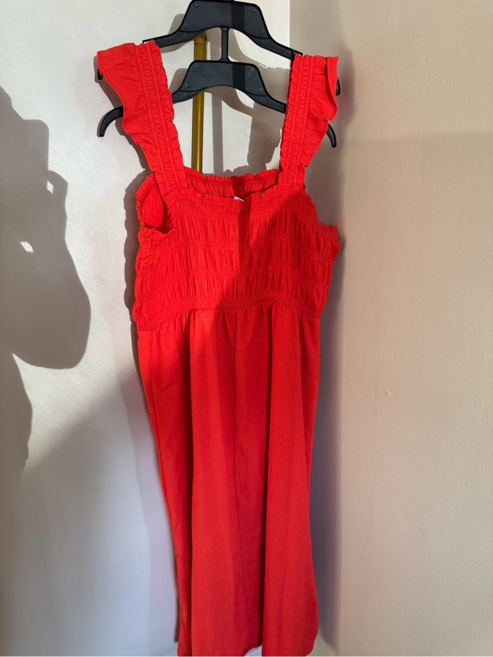 Old Navy Red Smocked Maxi Dress with Ruffle Straps